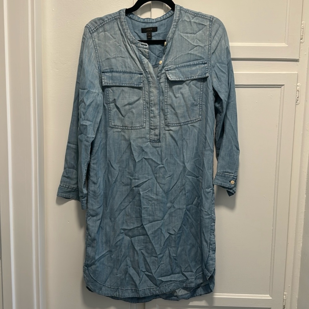 J.crew long sleeve denim shirt dress small